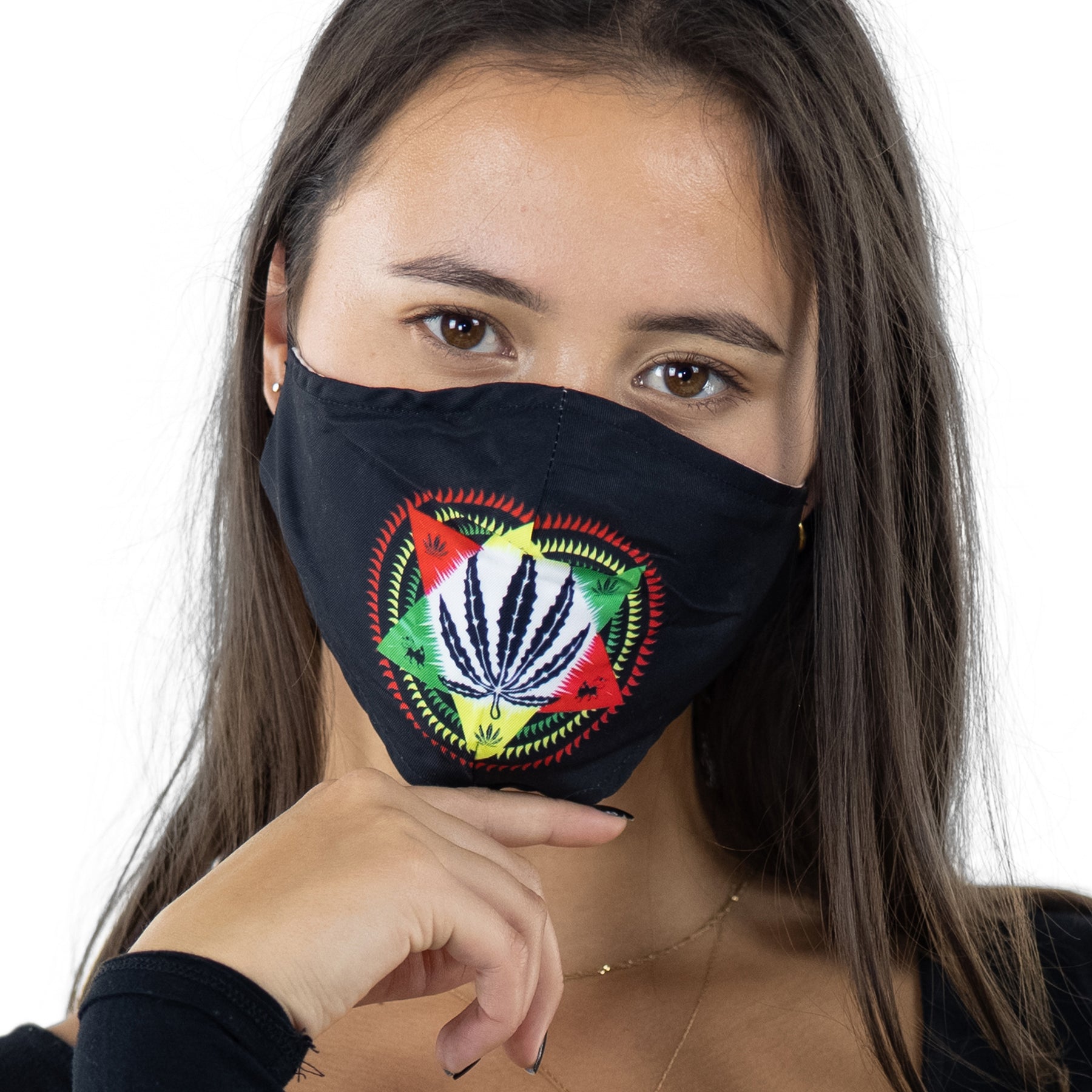 Marijuana Face Mask In Polyester Material, front view