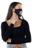 Marijuana Face Mask In Polyester Material, side view on model