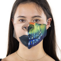 Half Face Half Skull Face Mask In Polyester Material, front view