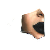 Half Face Half Skull Face Mask In Polyester Material, mouth side view