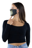 Skull Mouth Face Mask In Polyester Material, side view on model