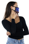 American Flag Rhinestone Face Mask In Polyester, side view on model