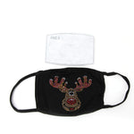Reindeer Rhinestone Crystal Face Mask, front view