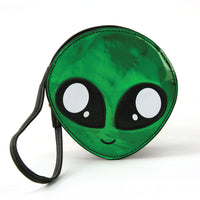 Alien Face Wristlet in Vinyl Material front view
