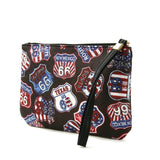 Route 66 Wristlet in Vinyl Material, black color, side view