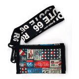 Route 66 Graphic Nylon Wallet with Lanyard
