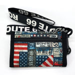 Route 66 Graphic Nylon Wallet with Lanyard