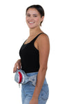 Premium Nylon Shark Fanny Pack with Gill Pockets, fanny pack style on model