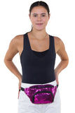 Fashion Sequined Fanny Pack Belt Bag, fanny pack style, front view on model