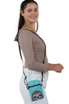 Sloth Small Puch Shoulder Bag in Vinyl Material, shoulder bag style on model
