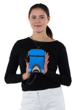 Shark Crossbody Pouch in Vinyl Material, front view on model