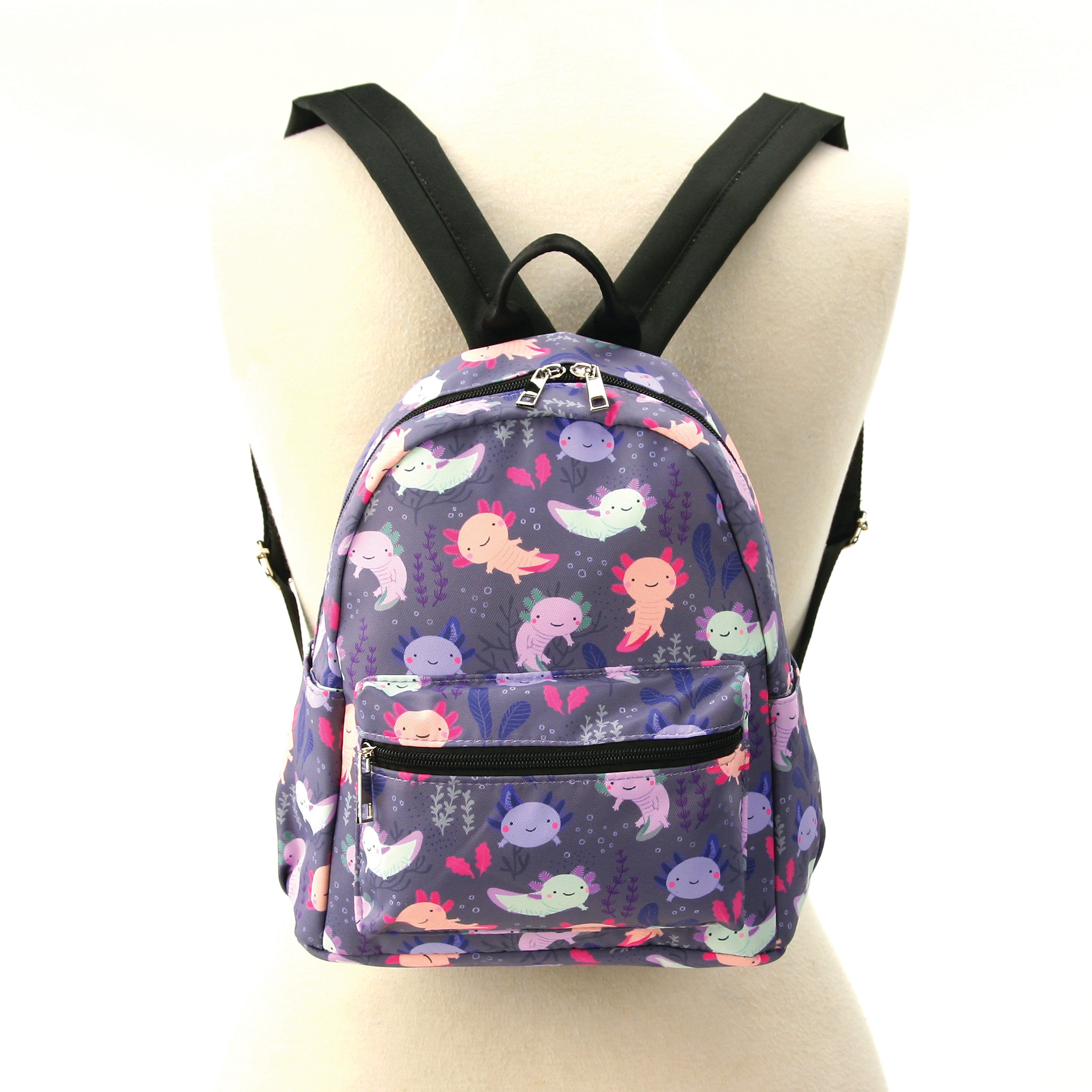 Sleepyville Critters - Axolotl Mini Backpack in Polyester  front view