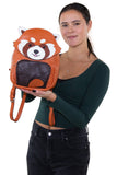 Red Panda Mini Backpack in Vinyl Material, front view on model