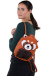 Red Panda Mini Backpack in Vinyl Material, backpack style on model