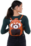 Red Panda Mini Backpack in Vinyl Material, backpack style on model