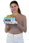 Taco Truck Cross Body Bag in Vinyl Material, front view on model