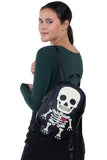 Glow in the Dark Skeleton Mini Backpack in Vinyl Material, backpack style on model