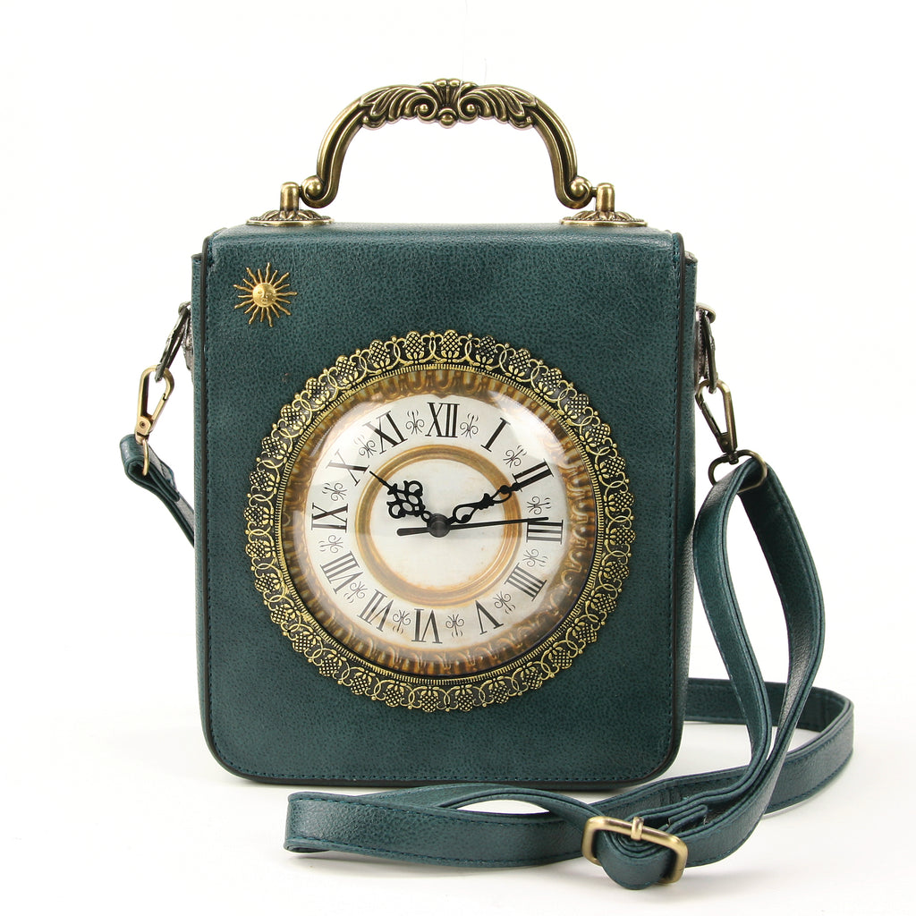 Vintage Clock Rectangle Shoulder Bag in Vinyl Material – www