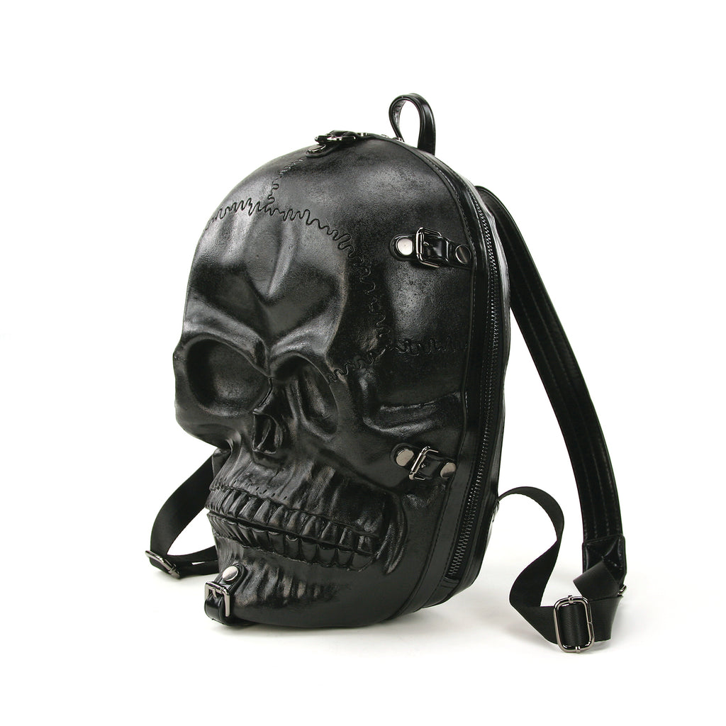 black leather skull backpack Scary Full Skull Backpack in Vinyl Material – www.comecoinc.com