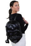 Scary Full Skull Backpack in Vinyl Material, backpack style on model