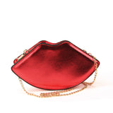 Sleepyville Critters - Shining Lips Cross Body Bag n Vinyl Material, red color, back view