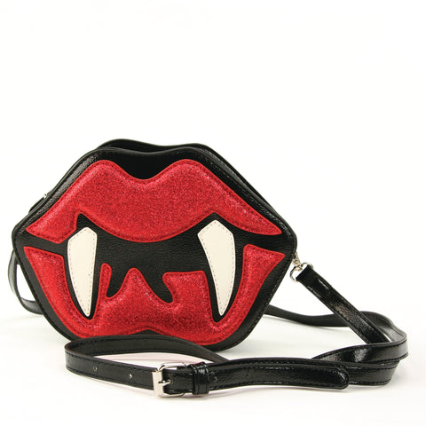 Sleepyville Critters - Vampire Mouth Cross Body Bag in Vinyl Material front view