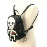 Glow in the Dark Skeleton Mini Backpack in Vinyl Material, on mannequin side view