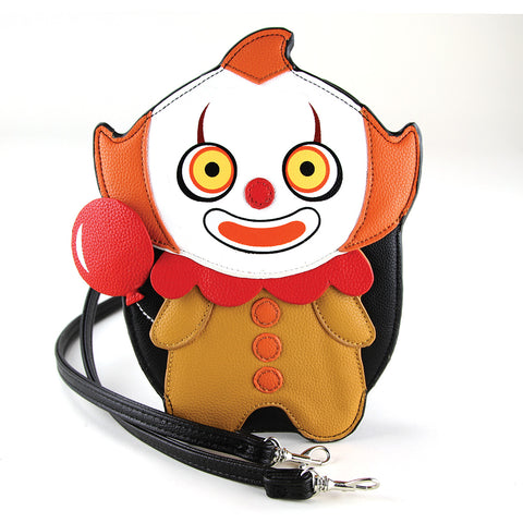 Cute Scary Clown Crossbody Bag in Vinyl, front view