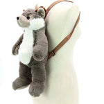 Grey Wolf Furry Backpack, backpack style, side view
