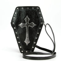 Metallic Cross Coffin Bag in Vinyl, front view