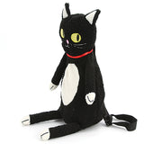 Furry Black Cat Backpack, side view 