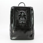PROTRUDED SKULL HEAD W/ ZIPPER DETAILS BACKPACK, front view