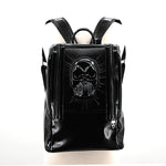 PROTRUDED SKULL HEAD W/ ZIPPER DETAILS BACKPACK, front view on mannequin