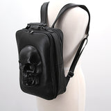 PROTRUDED SKULL RECTANGLE BACKPACK, side view on mannequin