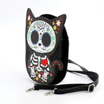 Floral Sugar Skull Cat Shoulder Bag, side view