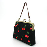 Cherry Kiss Lock Bag in Linen Blend Fabric