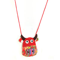 Floral Pattern Mini Pouch Purse, red color, front view