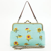 Sunflower Kiss Lock Bag in Cotton Blend