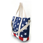 Stars and Stripes USA Flag Canvas Tote Bag side view