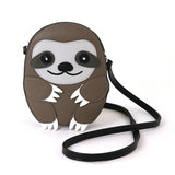 Sleepyville Critters Baby Sloth Shoulder Crossbody Bag in Vinyl Material front view