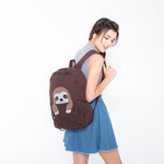 Peeking Baby Sloth Canvas Backpack, model