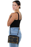 Vintage Hard Bound Story Book Clutch Shoulder Bag, crossbody style on model