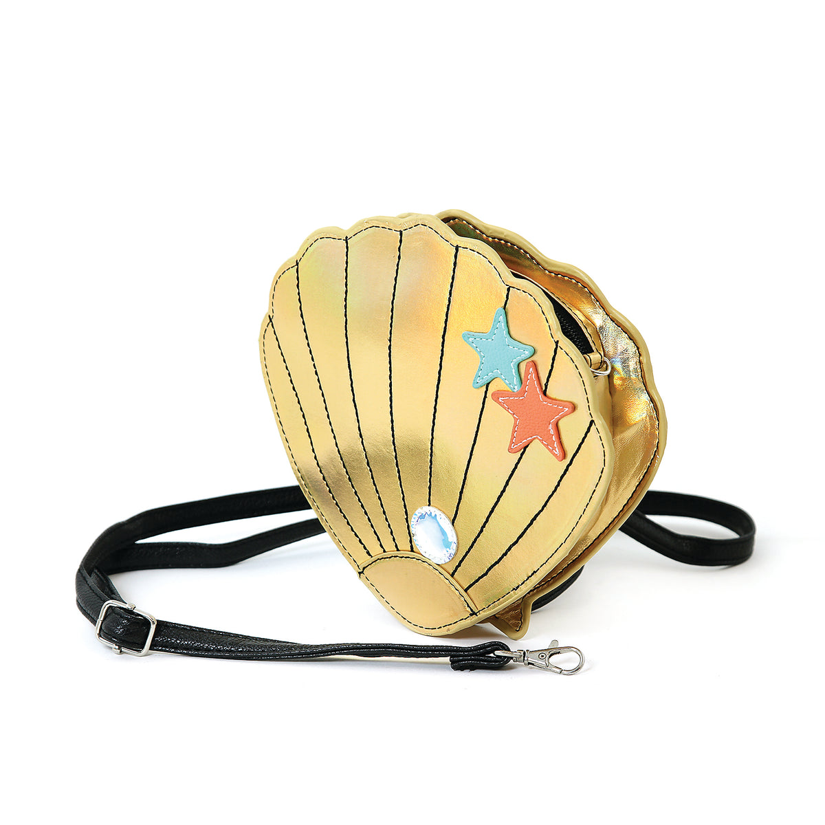 Signare Bag Shells Golden Sea Shell Shoulder Crossbody Bag in Vinyl Material – www ...