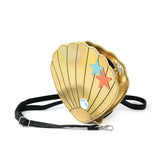 Golden Sea Shell Shoulder Crossbody Bag in Vinyl Material side view