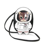 Astronaut Cat Shoulder Crossbody Bag in Vinyl Material front view