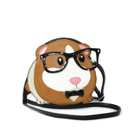 Nerdy Guinea Pig Shoulder Crossbody Bag in Vinyl Material front view