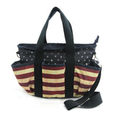 Multi Pocket Vintage Americana Tote Bag in Nylon Material front view