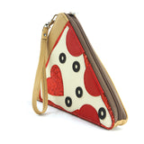Pepperoni Slice Pizza Wristlet in Vinyl Material side view