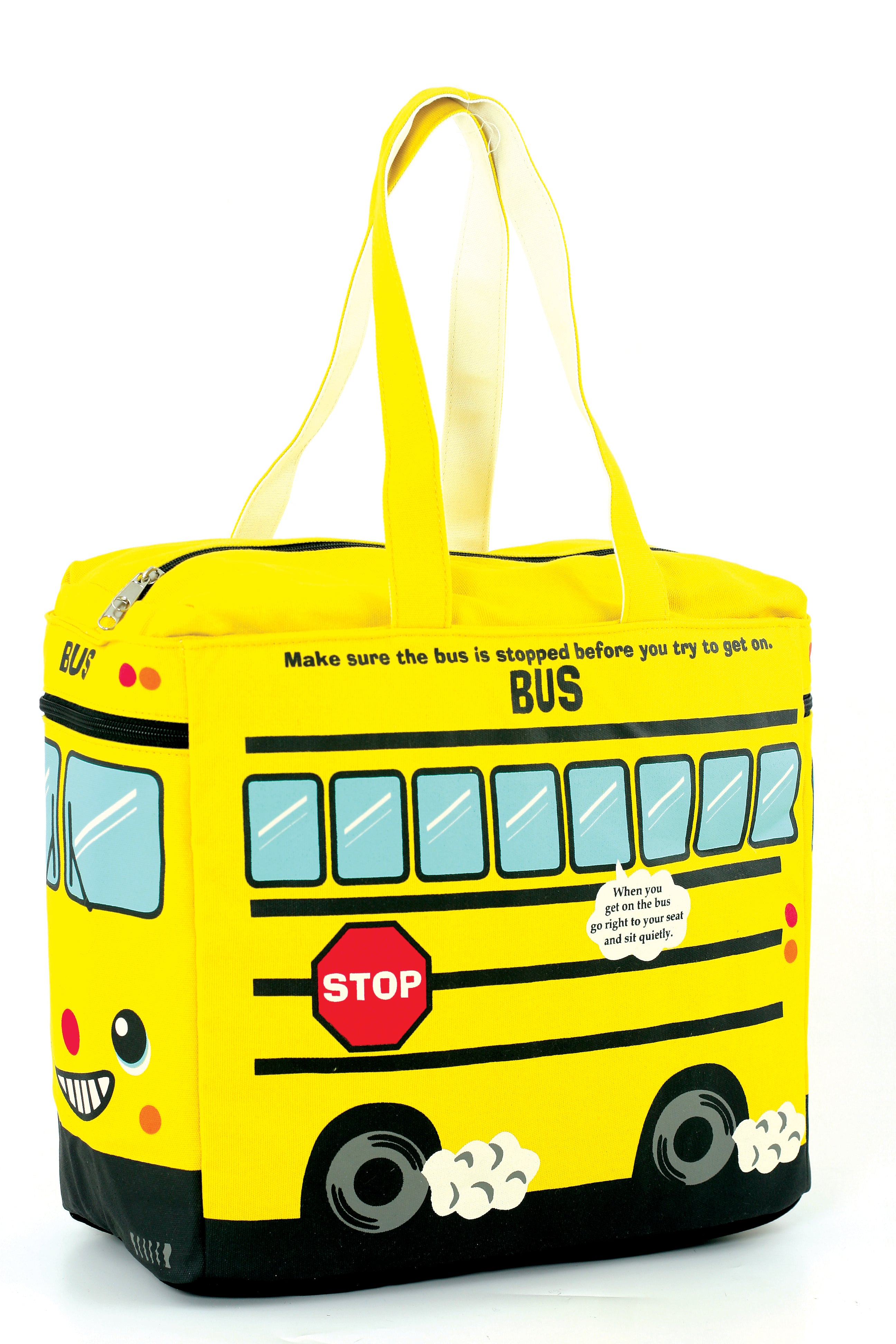 Canvas Yellow Bus Tote Bag side view