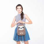 sloth mini backpack on model